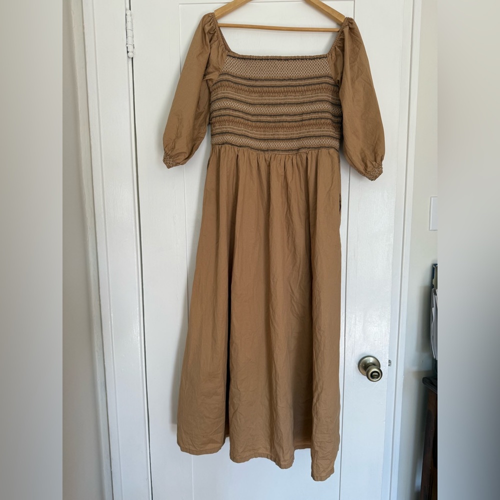 Old Navy Beige Smocked Maxi Dress